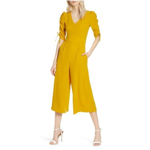 Chelsea28 Ruched Sleeve Crop Wide Leg Jumpsuit  6 - Picture 1 of 13